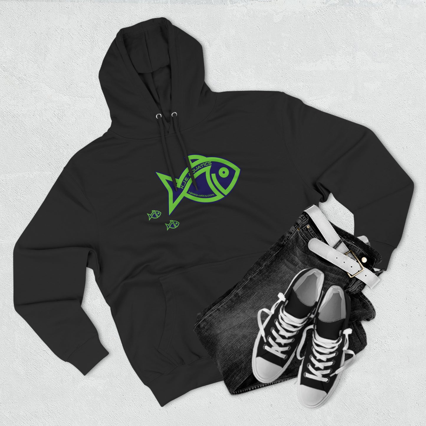 KJE Large-Logo 1 Side Print Three-Panel Fleece Hoodie